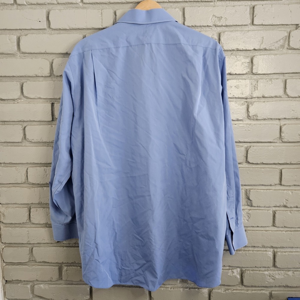 Paul Fredrick Mens Dress Shirts 17.5 35 Blue White 3 Pack Non Iron 2 Ply‎ Cotton - Picture 8 of 16